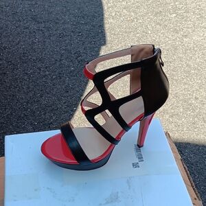 Black and Red Strappy Heels